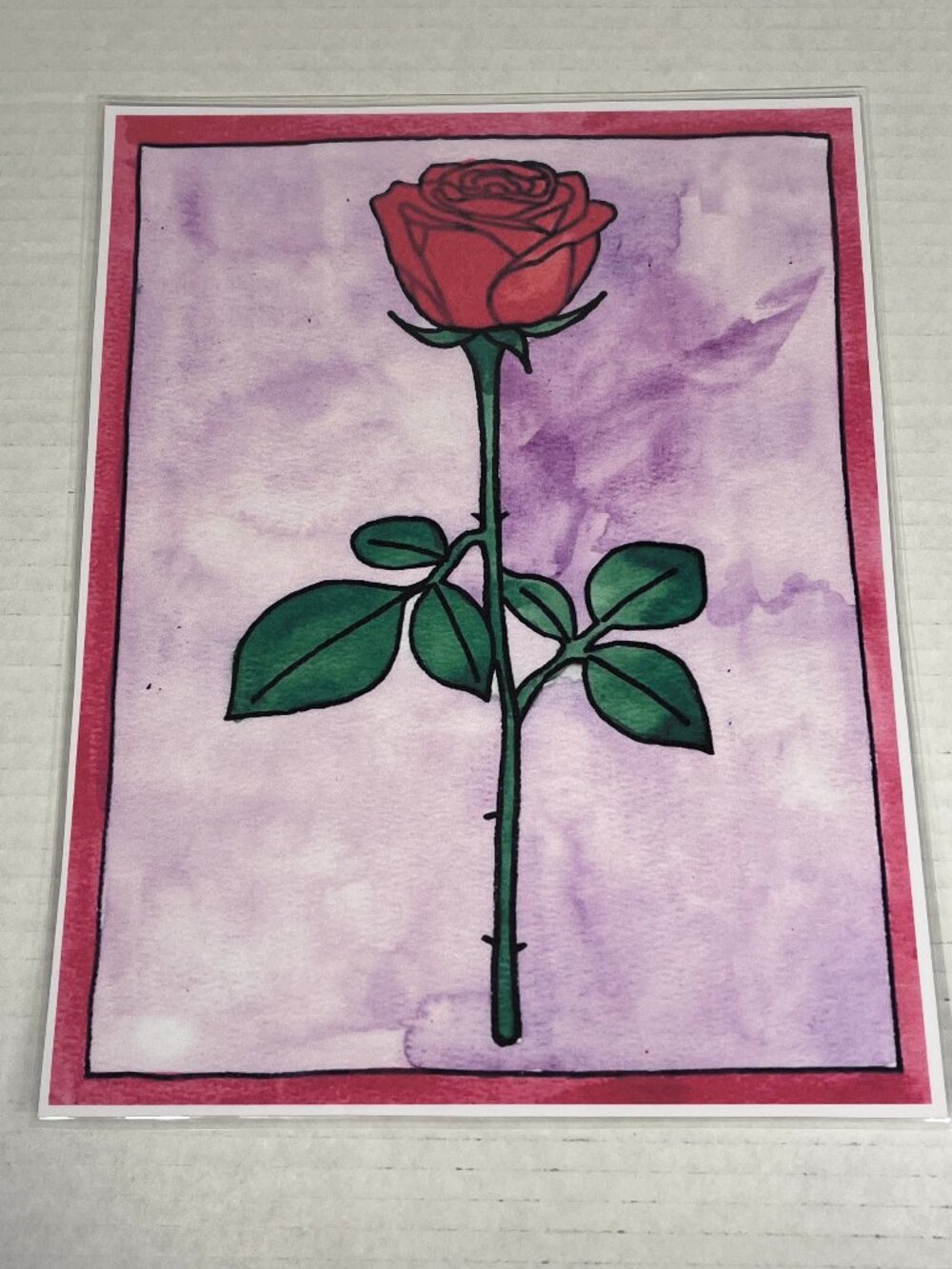 Rose Watercolor Painting Art Print Laminated ~8.5x11 inches